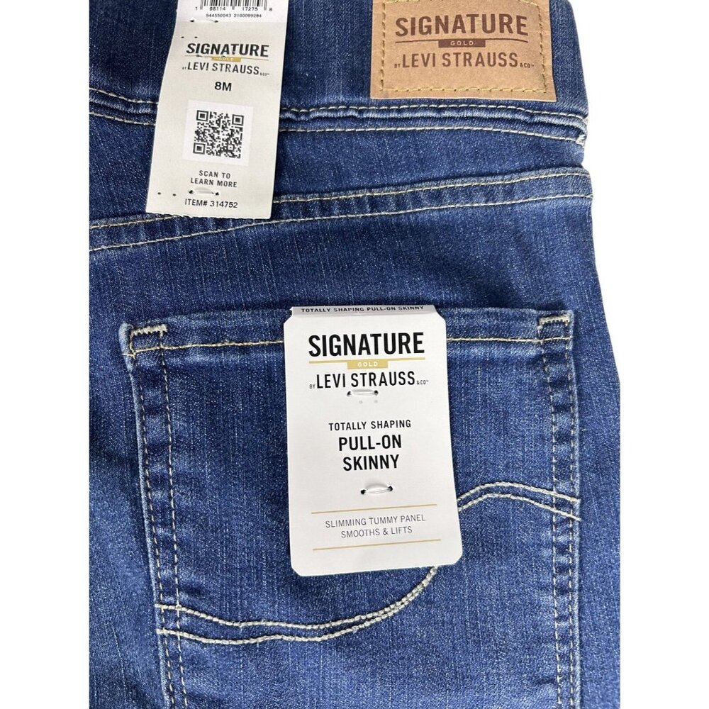 Levi Signature Pull-On Skinny Fit Jeans Women's‎ 8 Blue Denim Total Shaping NEW - Picture 9 of 12